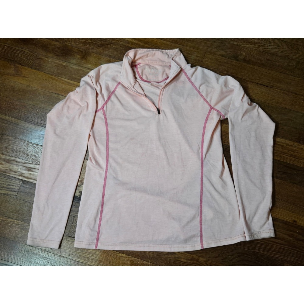 Orvis Trout Bum Womens Medium Peach Pink Quarter Zip Pullover Active Top